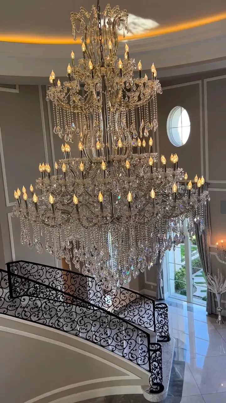 Traditional Candle Crystal Chandelier for Staircase/Foyer/Living Room/Villa