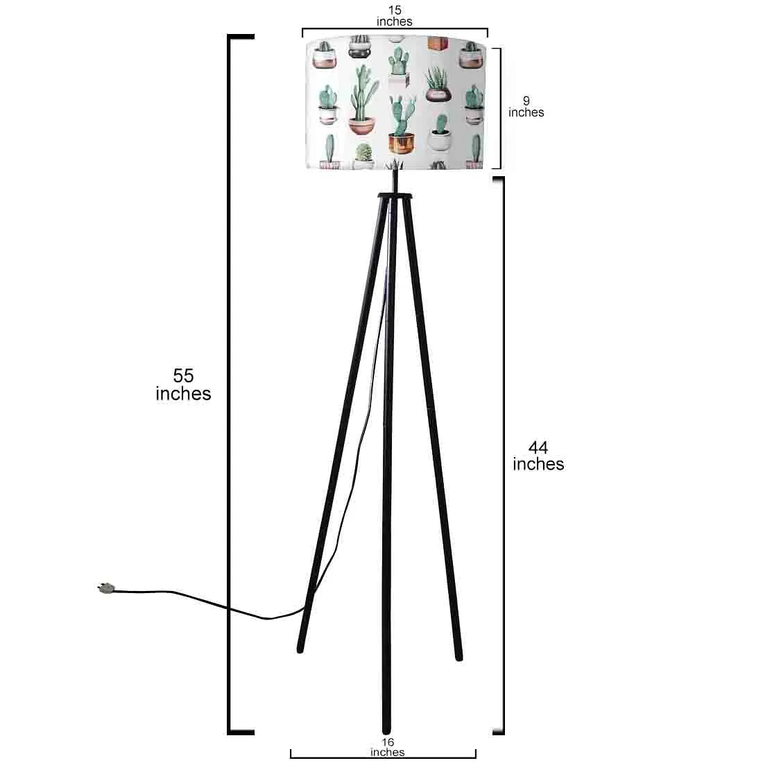 Tripod Floor Lamp Standing Light for Living Rooms -Pots Cactus