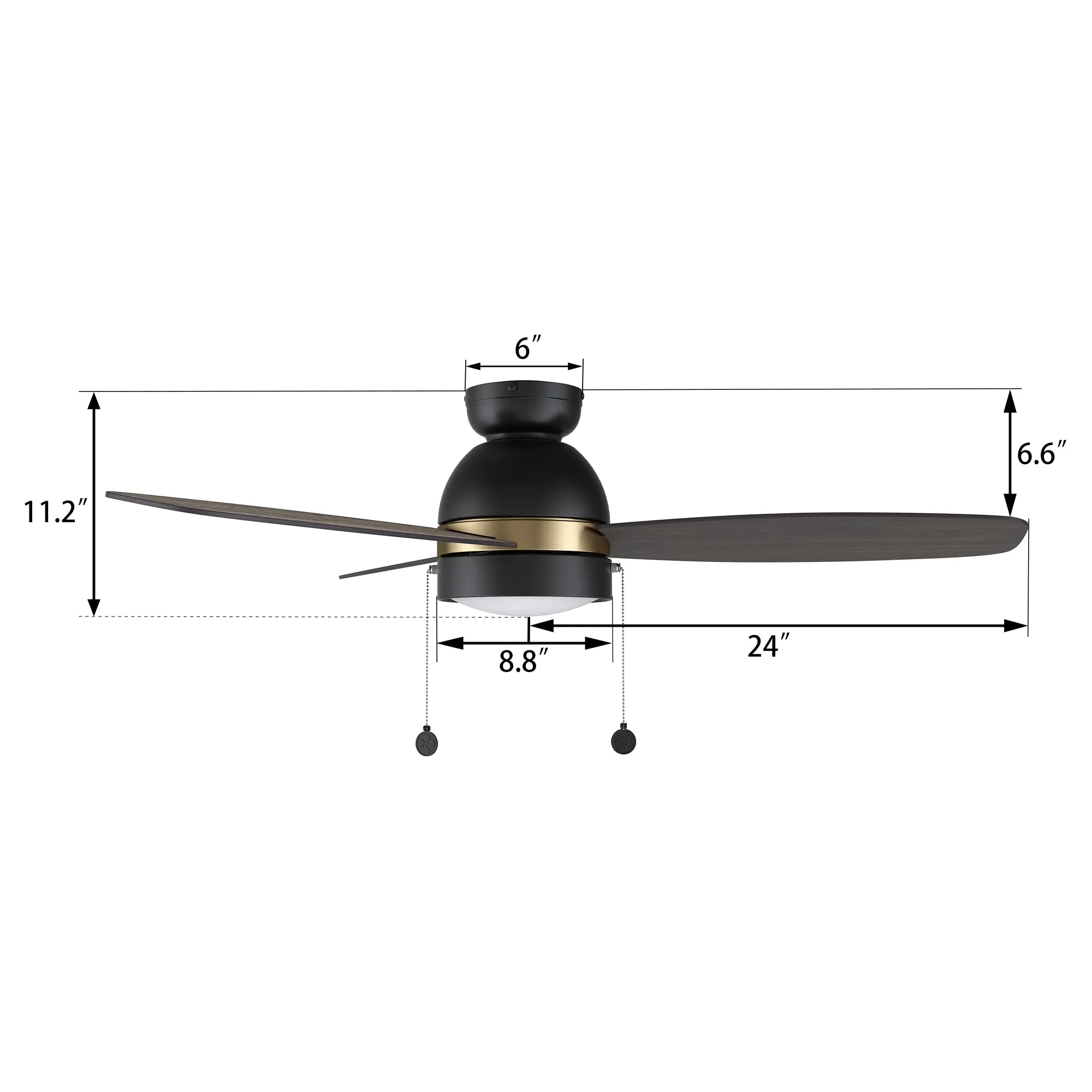 Troyes Flush Mount Ceiling Fan with LED Light and Pull Chain 48 inch