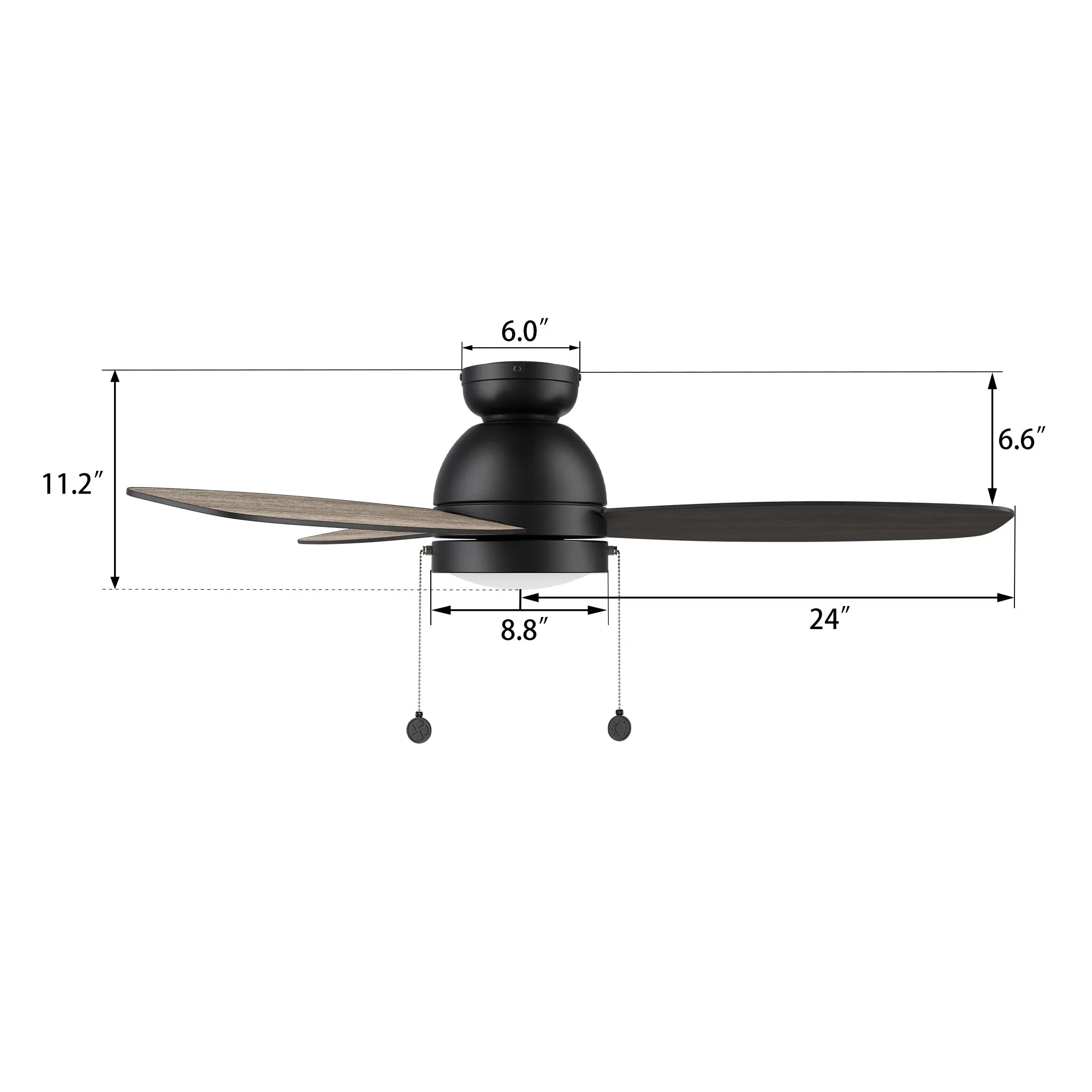 Troyes Flush Mount Ceiling Fan with LED Light and Pull Chain 48 inch