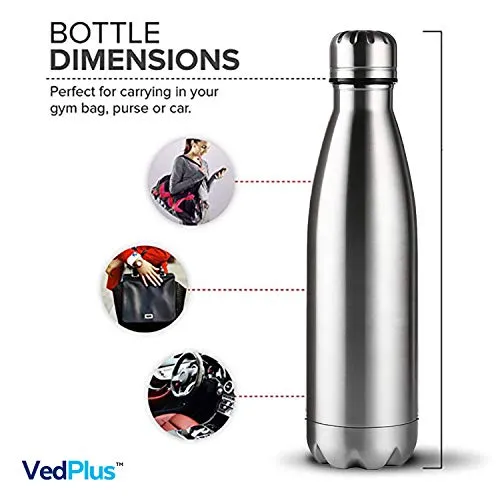 VedPlus™ Stainless Steel Water Bottle, Kids Water Bottle, Office and Sports Water Bottle Leak Proof and Light Weight Water Bottle - 950ml (2 Bottles)