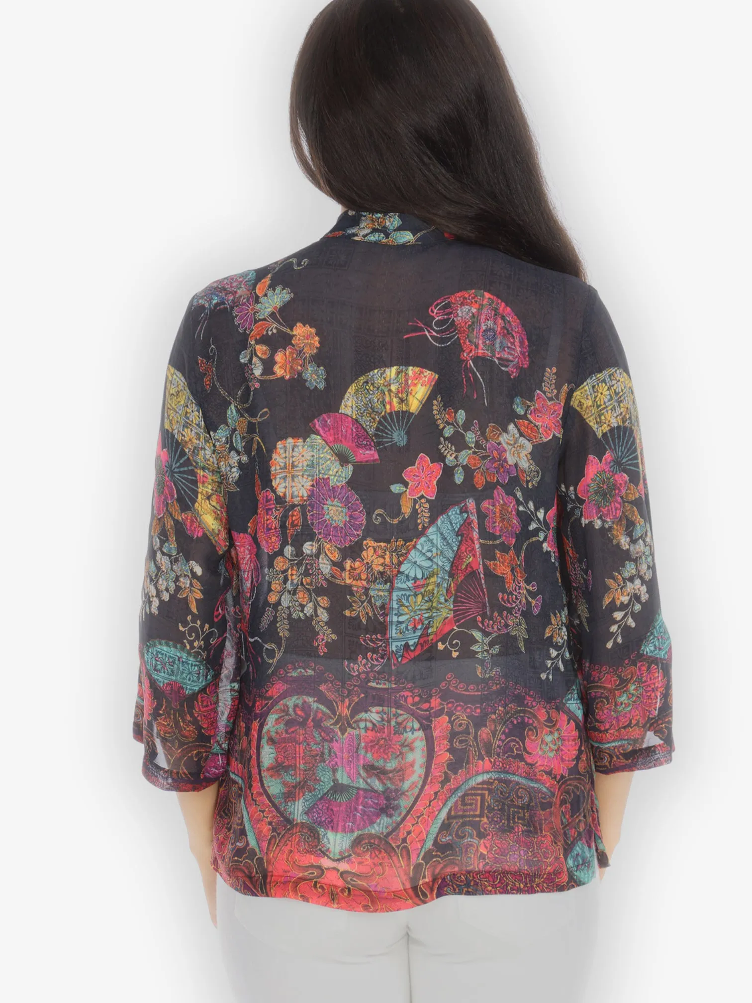 Vintage Floral Fans Georgette Blouse