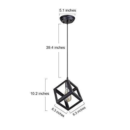 VRCT Metal Square Cube Ceiling Light (Black) Bulb not Included