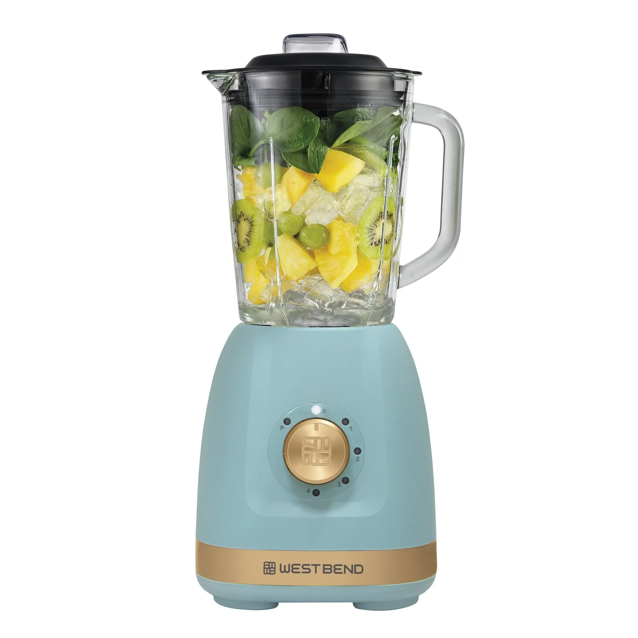 West Bend Timeless 5 Speed Multi-Function Blender, 48 oz Glass Jar, with Travel Cup