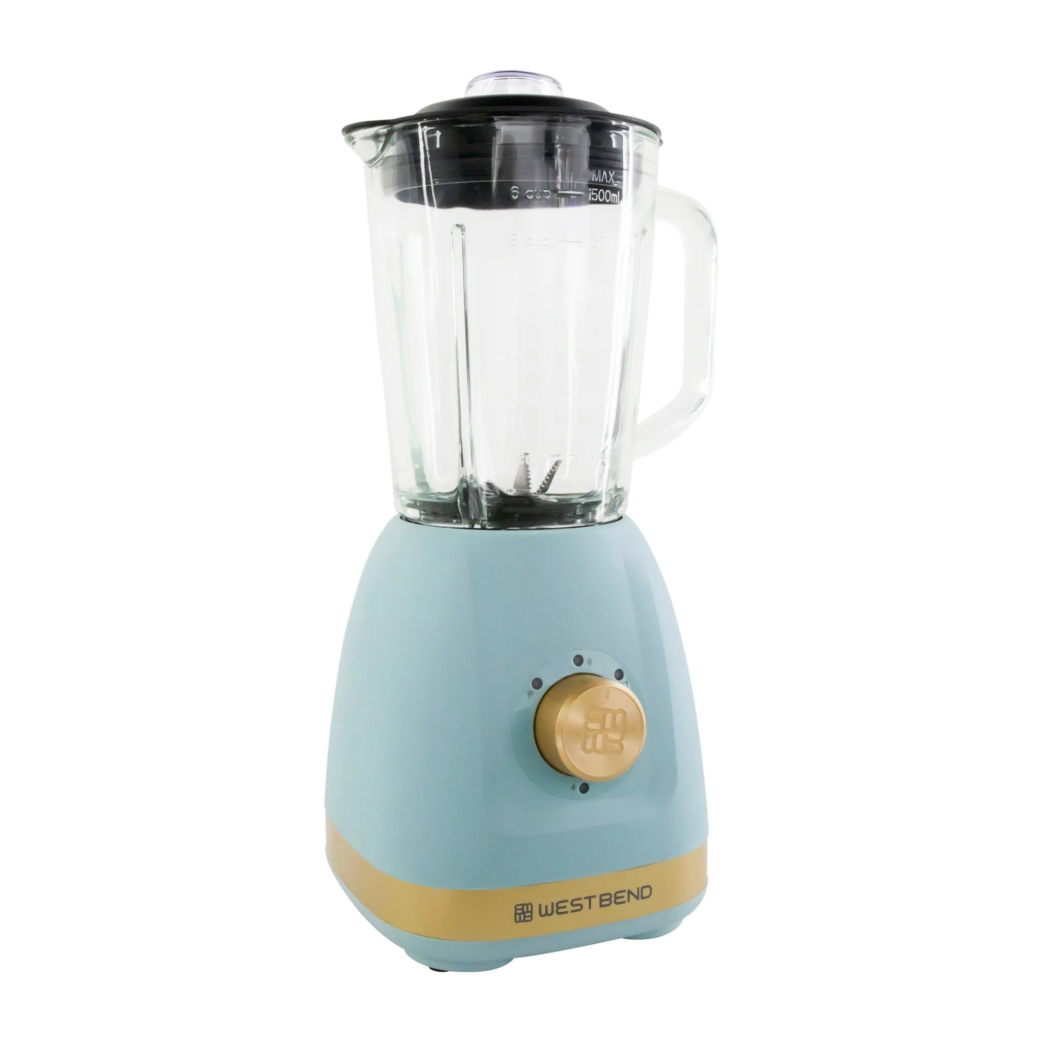 West Bend Timeless 5 Speed Multi-Function Blender, 48 oz Glass Jar, with Travel Cup