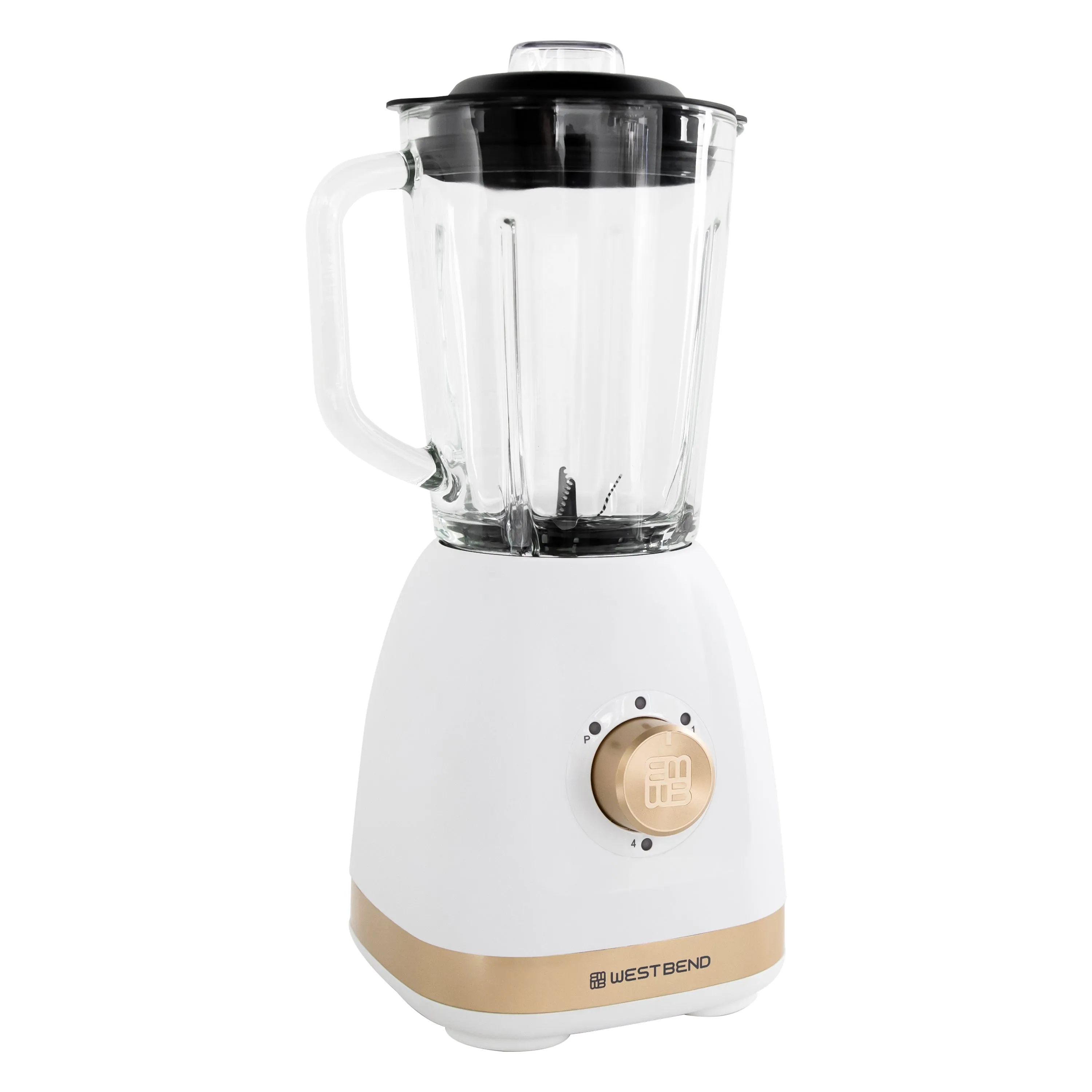 West Bend Timeless 5 Speed Multi-Function Blender, 48 oz Glass Jar, with Travel Cup