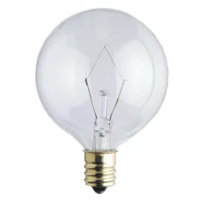 Westinghouse 0361100 25 Watt Incandescent G16 1/2 Globe Clear - 2650 Kelvin - Warm White - 160 Lumens - E12-Candelabra Base - 130 Volt - Box