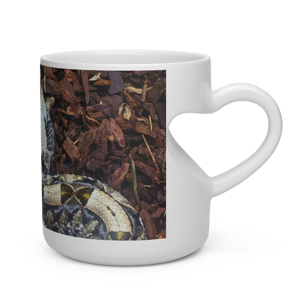 White and Black Snake Heart Shape Mug