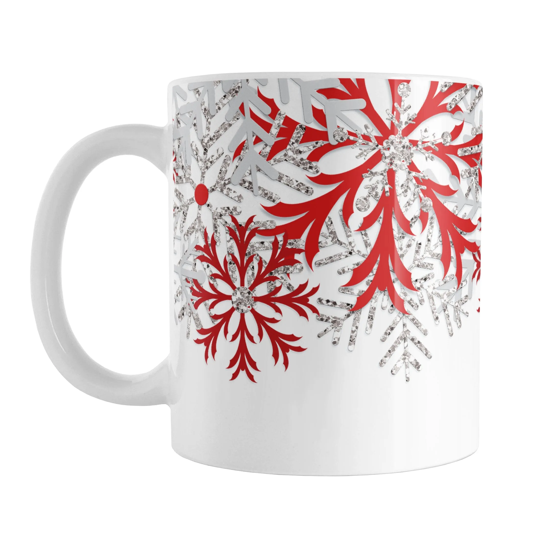 Winter Red Silver Snowflake Mug