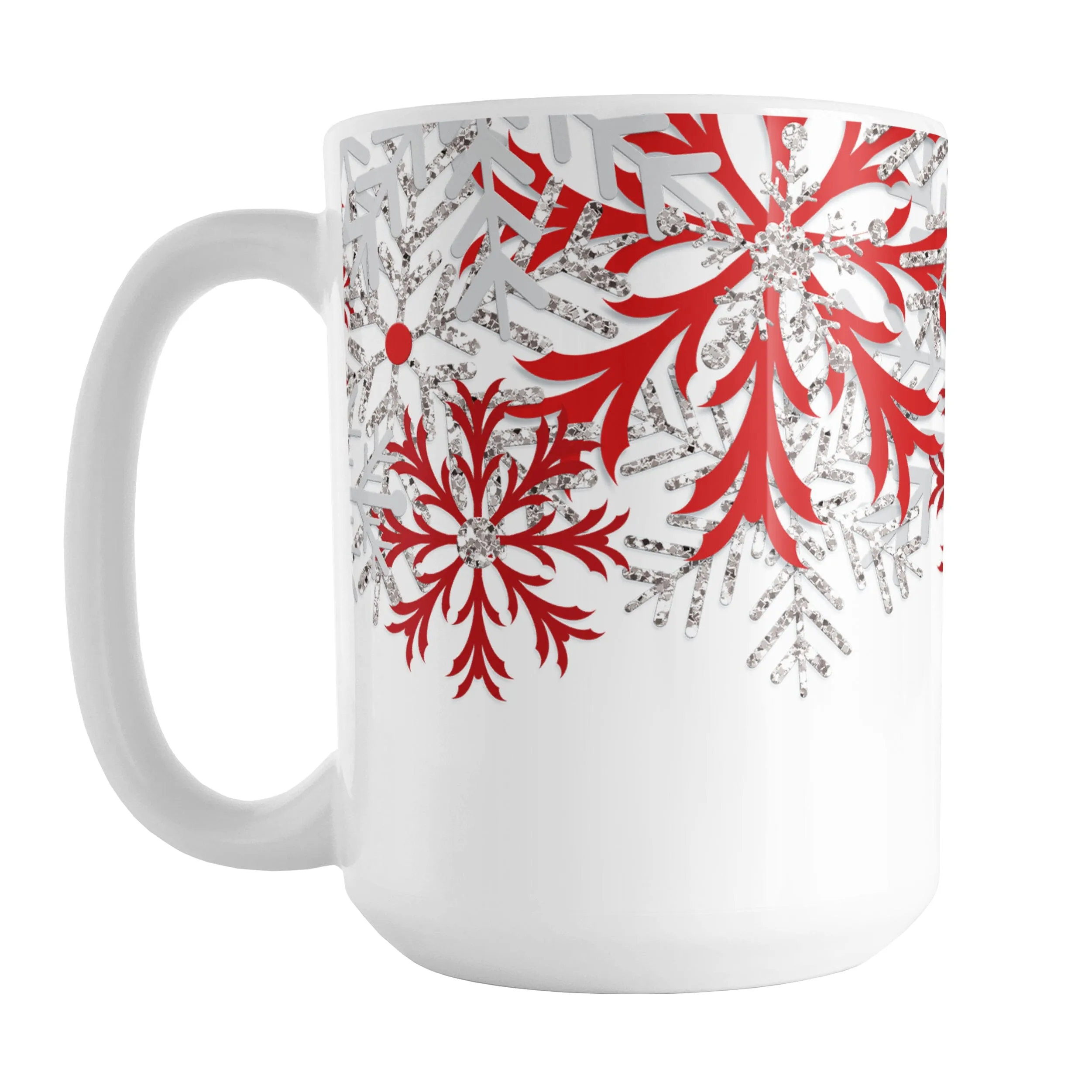 Winter Red Silver Snowflake Mug