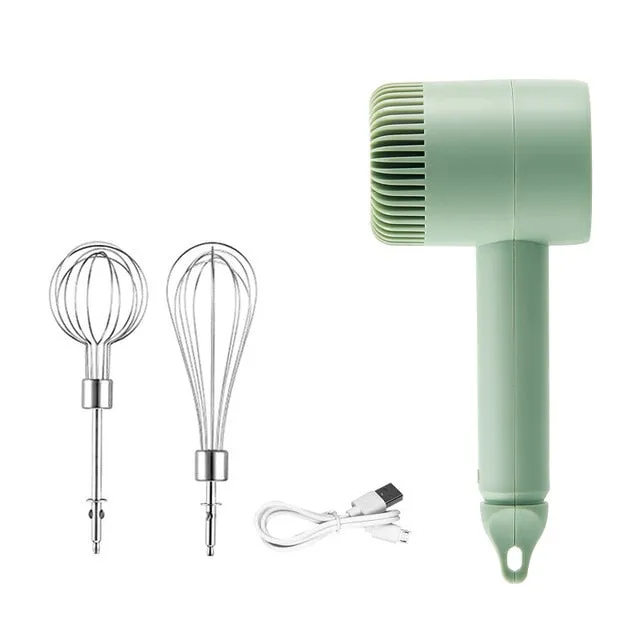 Wireless Portable Electric Food Mixer Hand Blender -3 Speeds - High Power Dough Blender / Egg Beater / Hand Mixer