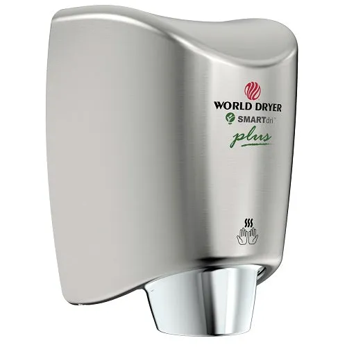 WORLD DRYER® K-973P2 SMARTdri® Plus Hand Dryer - Brushed (Satin) Stainless Steel Automatic Surface-Mounted