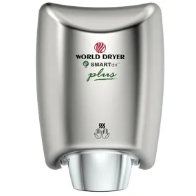 WORLD DRYER® K-973P2 SMARTdri® Plus Hand Dryer - Brushed (Satin) Stainless Steel Automatic Surface-Mounted