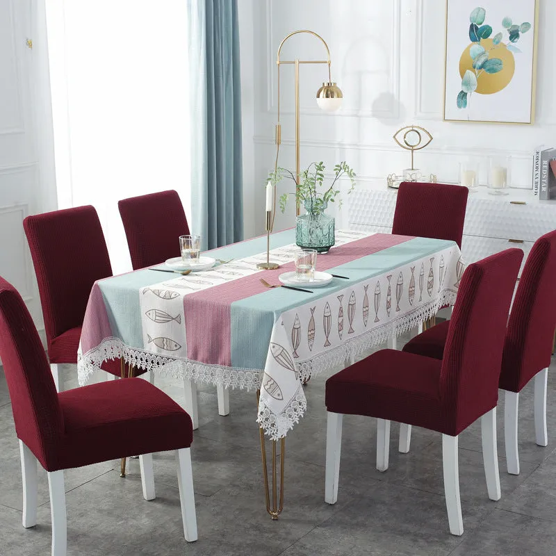 Wrinkle Resistant Dining Table Cover Chair Cover Set