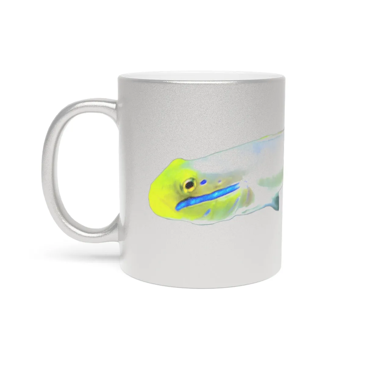 Yellow and White Fish Metallic Mug (Silver / Gold)