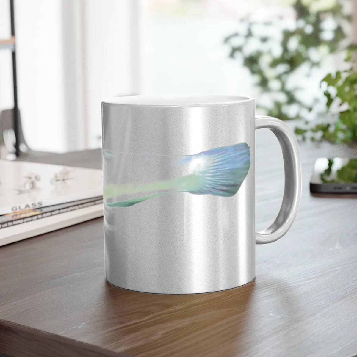 Yellow and White Fish Metallic Mug (Silver / Gold)