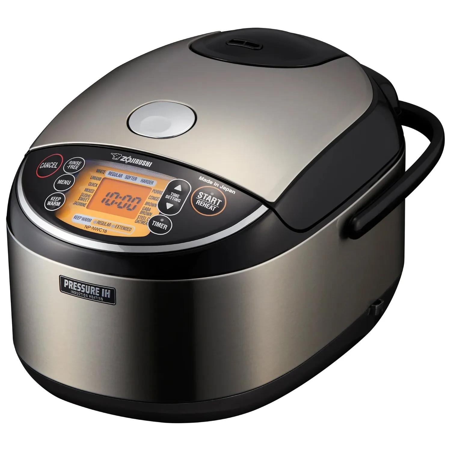 Zojirushi Pressure Induction Heating Rice Cooker & Warmer Stainless Black 5.5-Cups, 10-Cups, NP-NWC10/NP-NWC-18