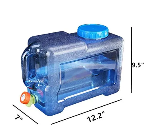 Zzooi 8L/2Gallon Vehicle-Mounted Portable Water Bottle with Handle Outdoor Water Jug with Spigot,Transparent Blue