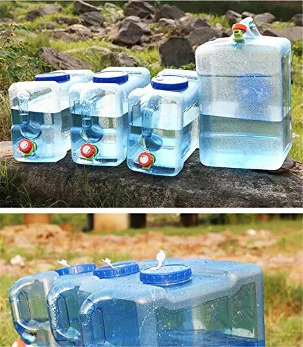 Zzooi 8L/2Gallon Vehicle-Mounted Portable Water Bottle with Handle Outdoor Water Jug with Spigot,Transparent Blue