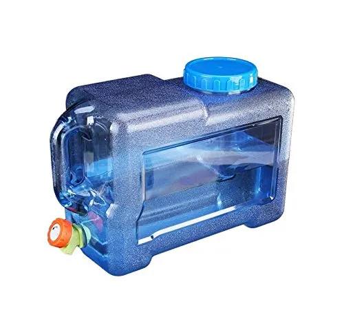 Zzooi 8L/2Gallon Vehicle-Mounted Portable Water Bottle with Handle Outdoor Water Jug with Spigot,Transparent Blue